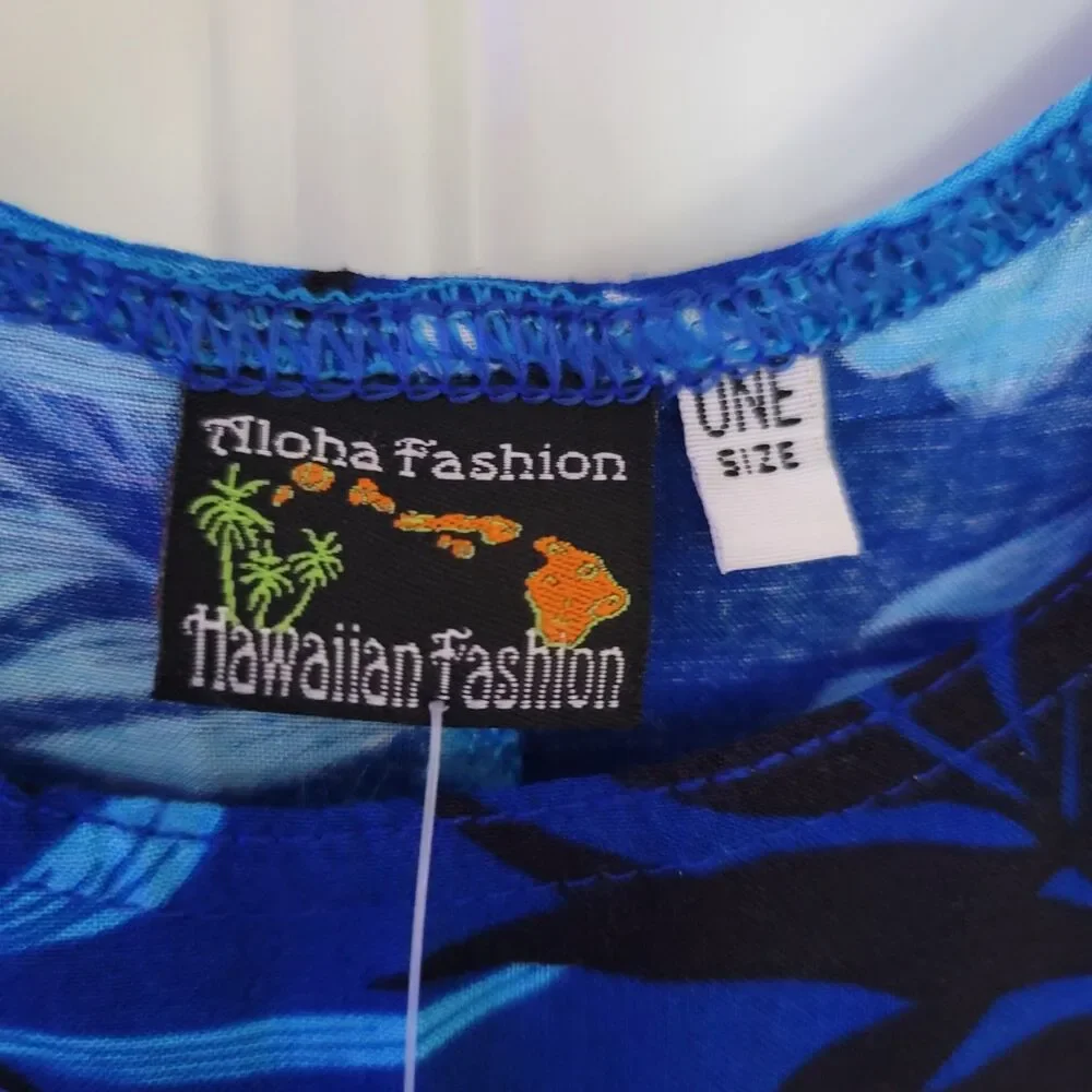 Aloha Hawaiian Fashion Sleeveless Maxi Dress Blue Hibiscus S/M Floral Dressy - Picture 5 of 5